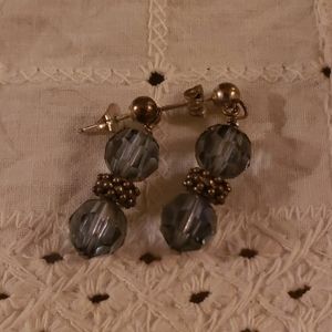 Smoky Blue and Silver Swarovski Crystal Earrings